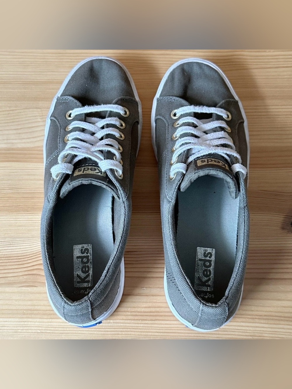 Keds Softella Women’s Size 6.5 Green/Gray Canvas Casual Lace-Up Sneakers - Picture 4 of 8